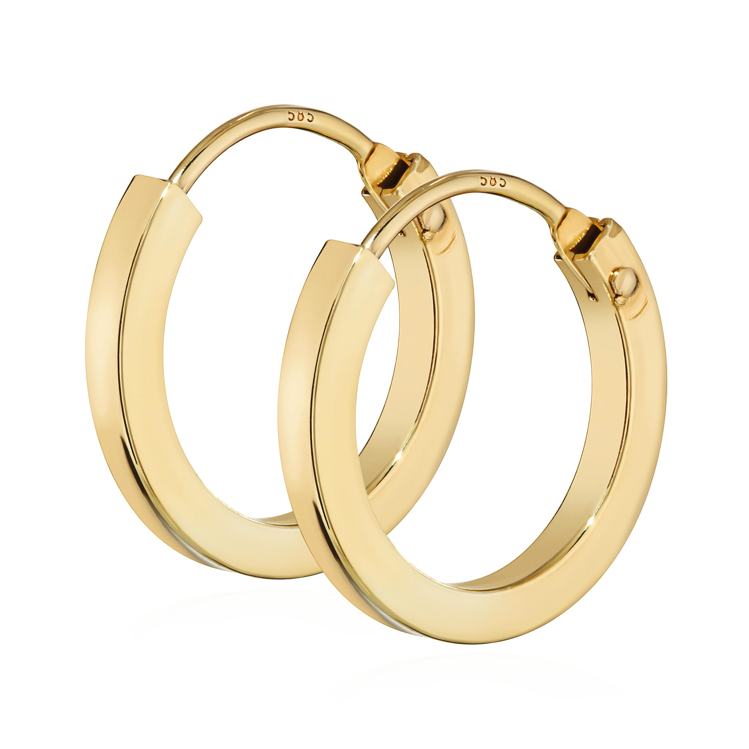 NKlaus JEWELLERY Paar Creolen 585 Gelbgold flach 14mm