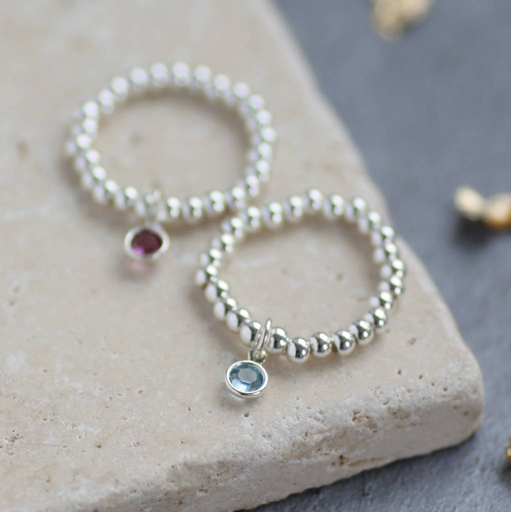 Joy by Corrine Smith Rings Beaded Stretch Ring Silber