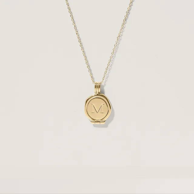 Stilnest Seal Medaillon 585 Gold Anhänger gravierbar 45cm