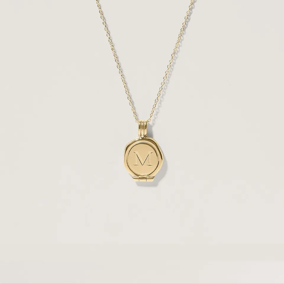 Stilnest Seal Medaillon 585 Gold Anhänger gravierbar 45cm