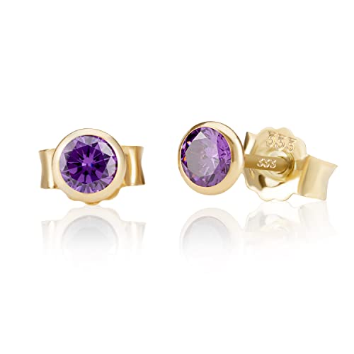 NKlaus JEWELLERY Ohrstecker Gelbgold Amethyst 5mm