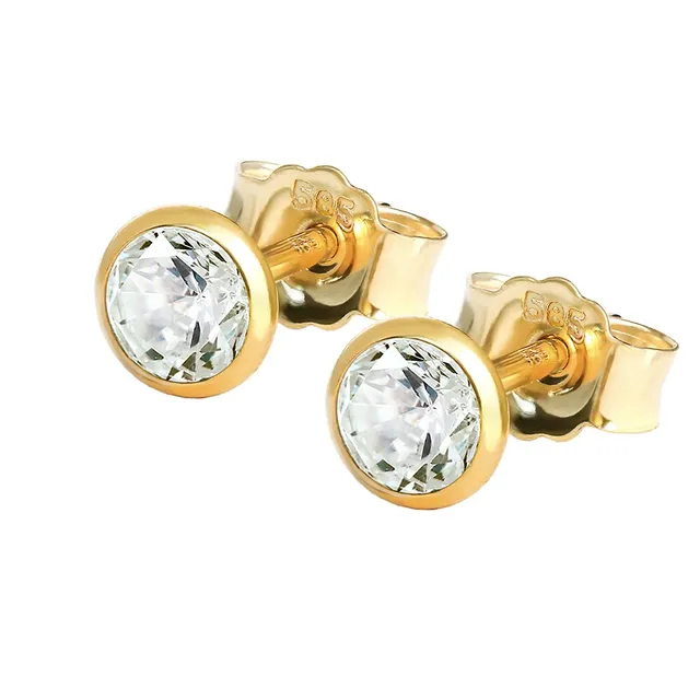 NKlaus Ohrstecker 585 Gelbgold Zirkonia 4,0mm