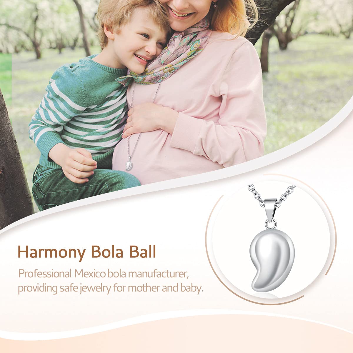Eudora Harmony Bola Klangkugel Halskette Silber 114+76 cm