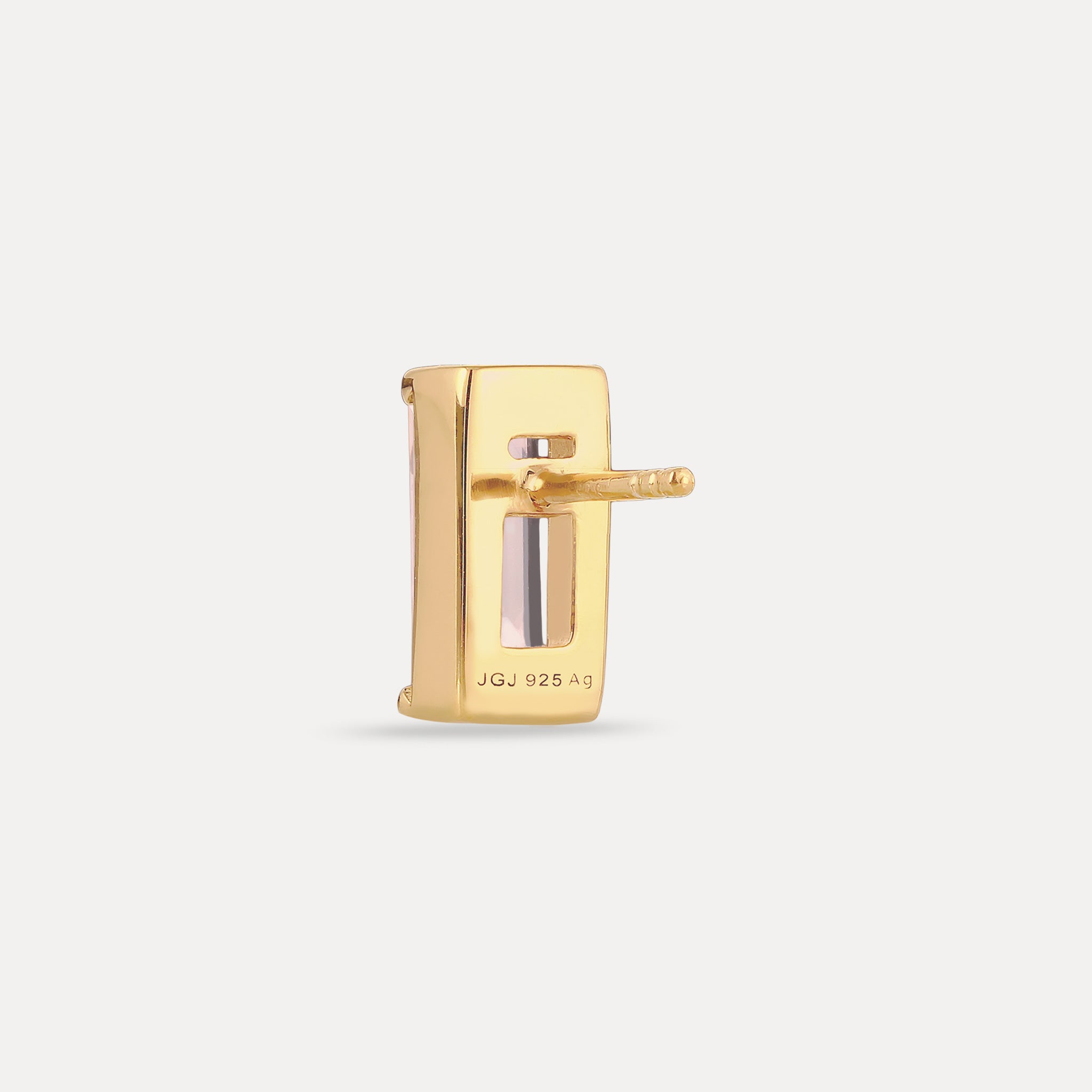 Stilnest Balance Baguette Ohrstecker Rosenquarz Gold Single