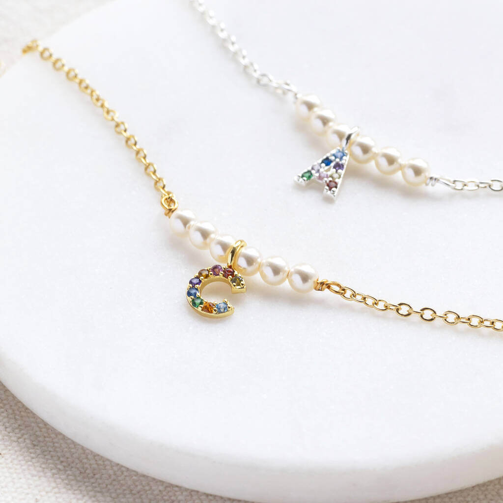 Joy by Corrine Smith Perlen Initial Armband Gold Zirkonia