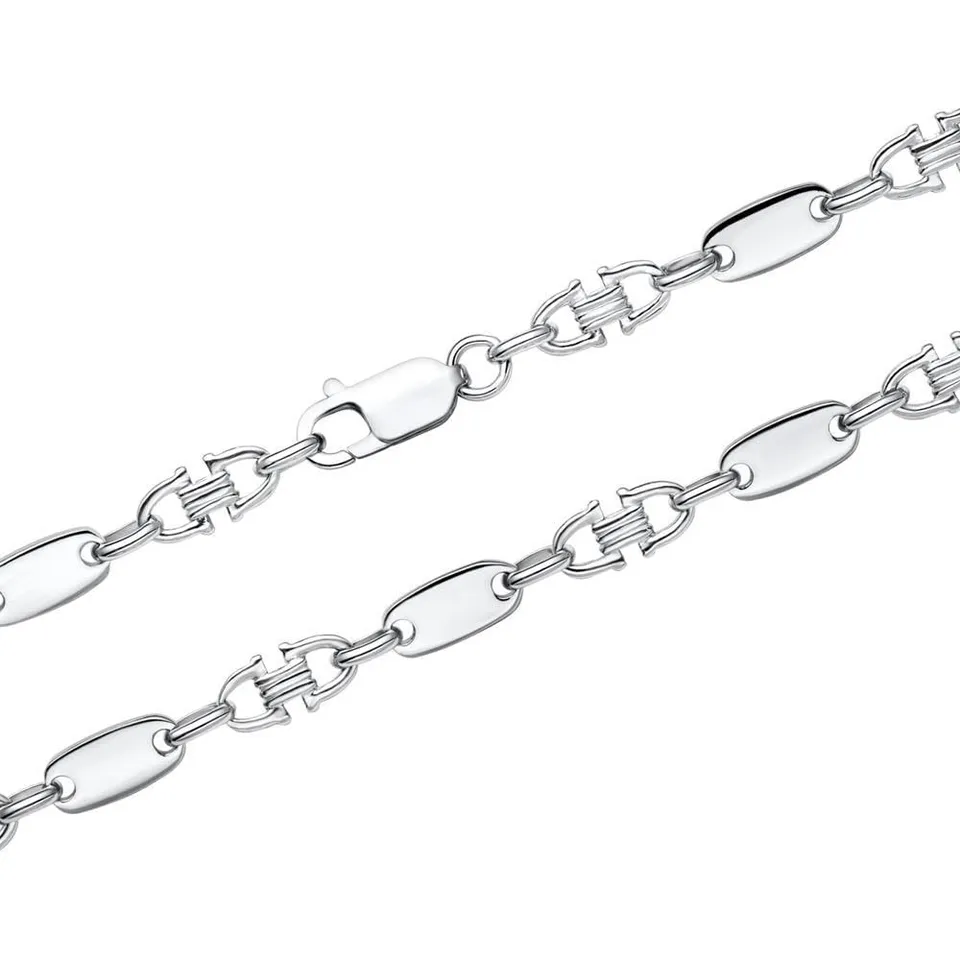 JEWLIX Panzerketten Plattenkette Silber Herren 70 cm