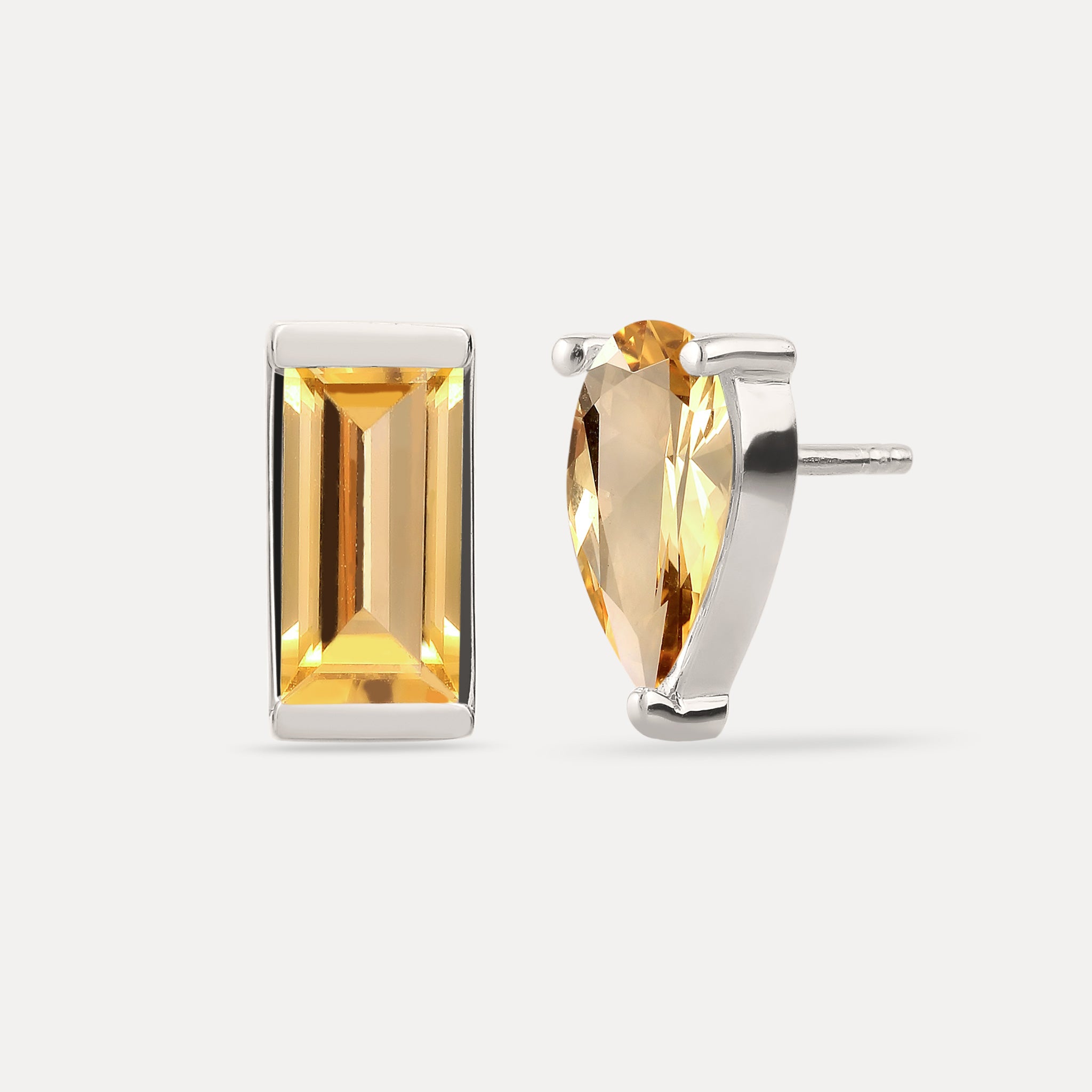 Stilnest Balance Citrin Ohrstecker Gold gelb Vermeil