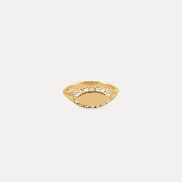 Stilnest Crown Ring Gold Vermeil weiße Kristalle Gr. 52