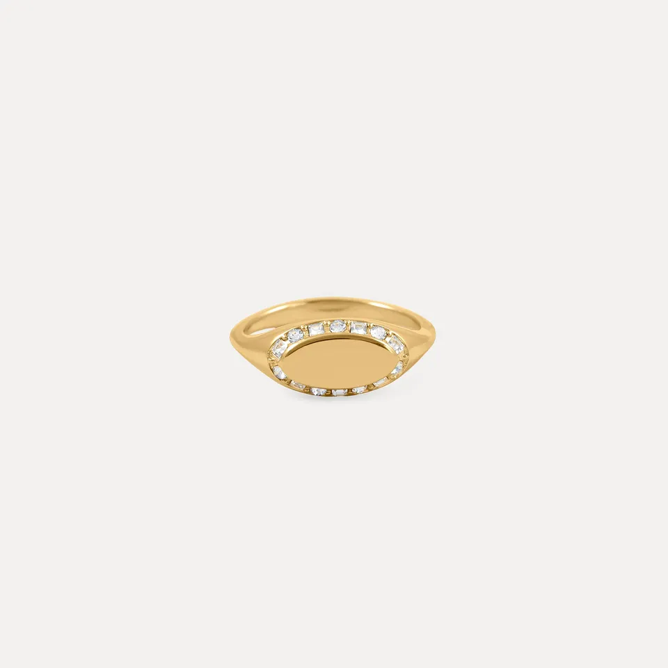 Stilnest Crown Ring Gold Vermeil weiße Kristalle Gr. 52