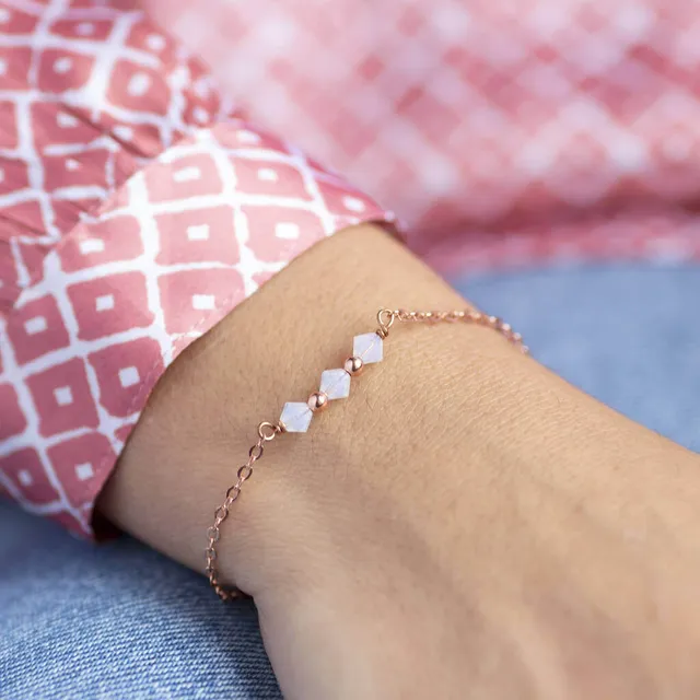 Joy White Opal Bar Armband Gold Swarovski Kristall