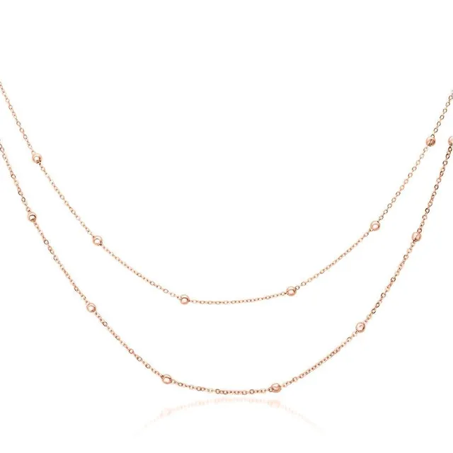 JEWLIX Layerkette Halskette Edelstahl Rosé mit Kugeln