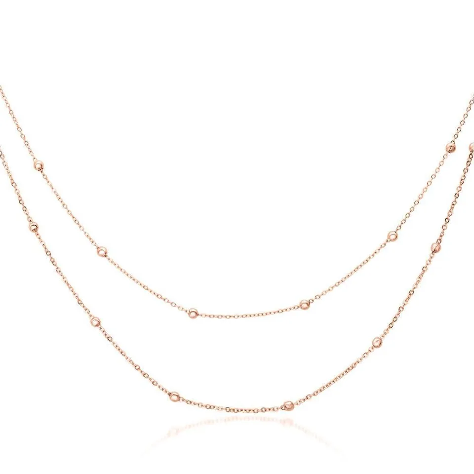 JEWLIX Layerkette Halskette Edelstahl Rosé mit Kugeln