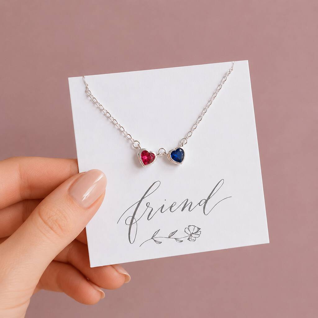 Joy by Corrine Smith Double Birthstone Herz Halskette Gold