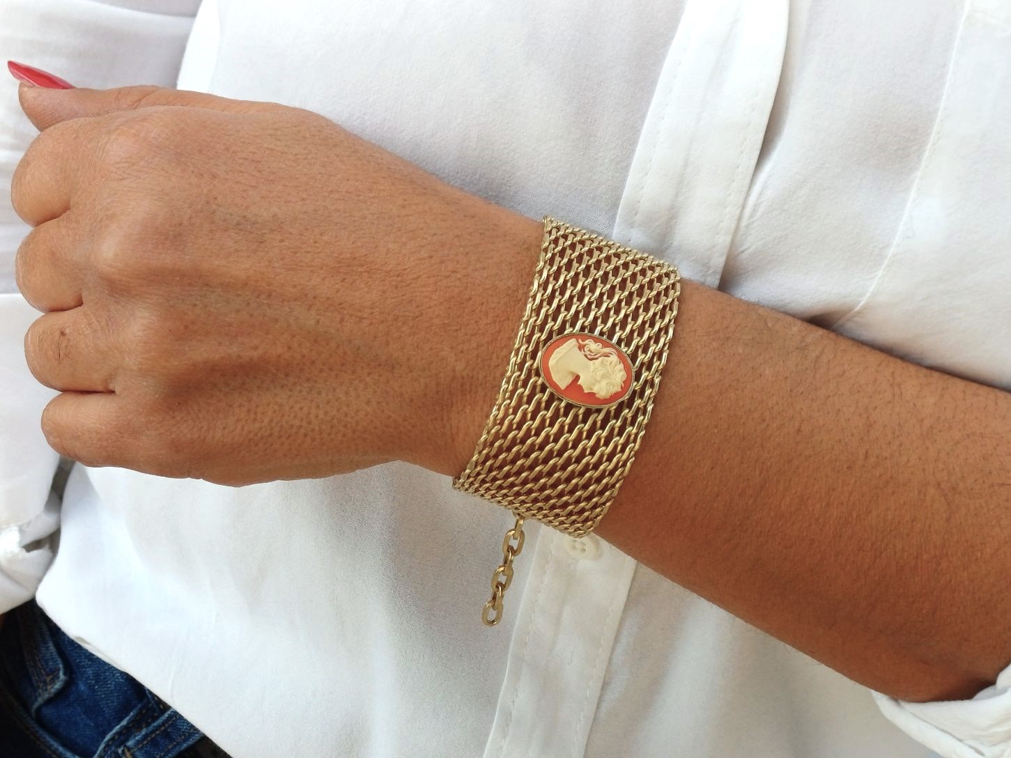 Alevá Bijoux Milano Cammeo Armband Gold Karneol 17-21 cm