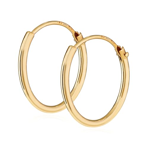 NKlaus Creolen 585 Gold Ohrringe Paar Herren 15 mm