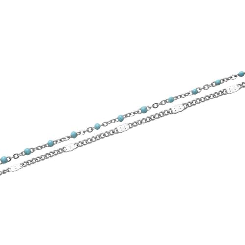 JEWLIX ID-Armbänder Zweireihiges Armband Edelstahl Silber