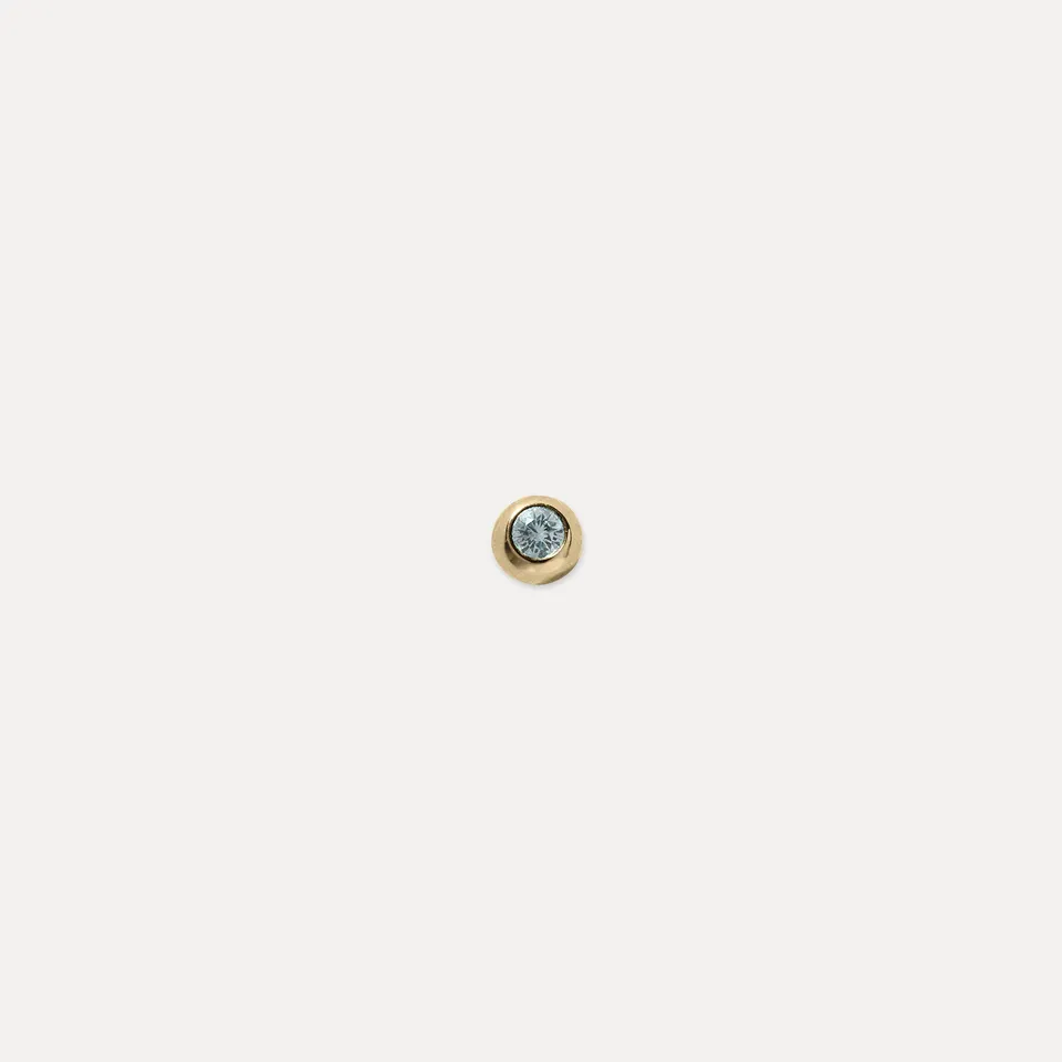 Stilnest Brilliant Dot Ohrstecker 585 Gold Aquamarin Single