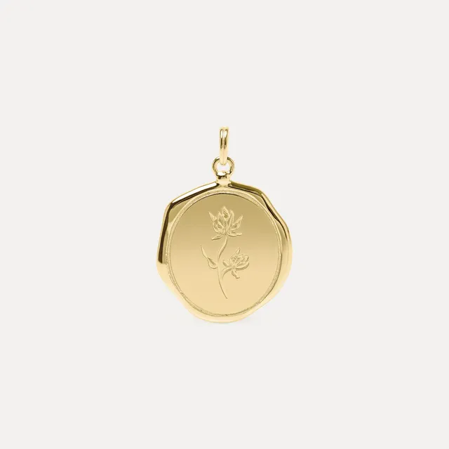 Stilnest Floral Large Seal Anhänger 585 Gold gravierbar