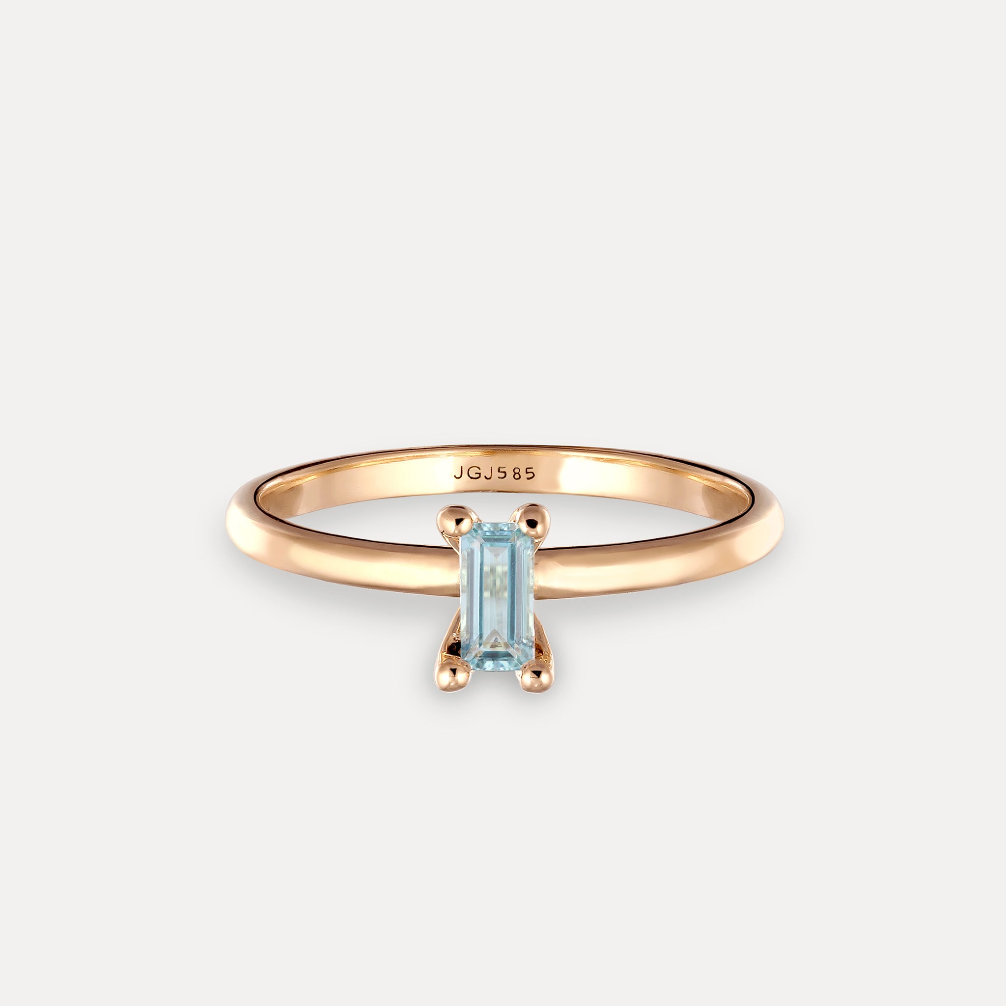 Stilnest Aquamarin Solitär Ring Baguette 585 Gold Gr.54