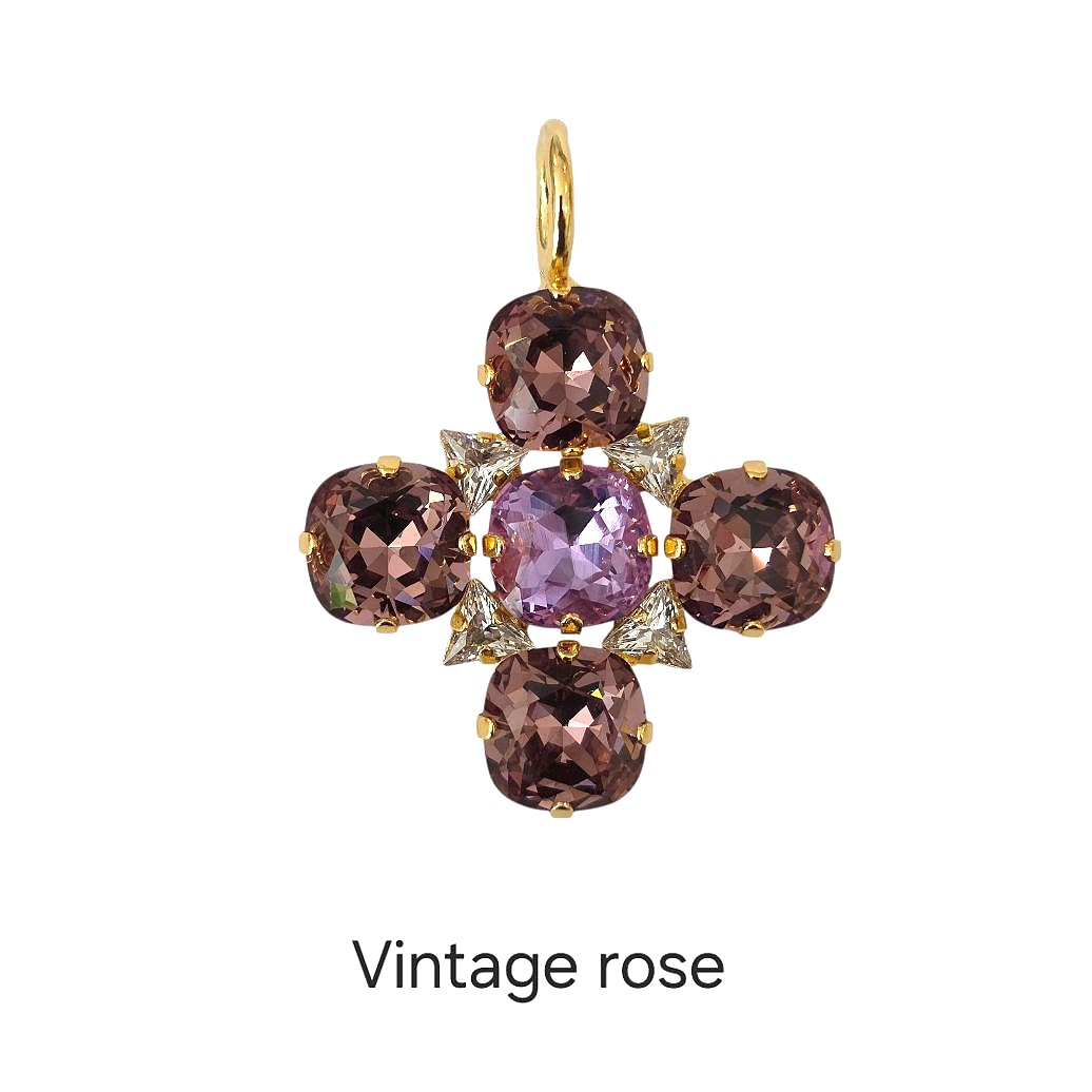 Alevá Bijoux Flower Anhänger Gold 4 cm Kristall Zirkon