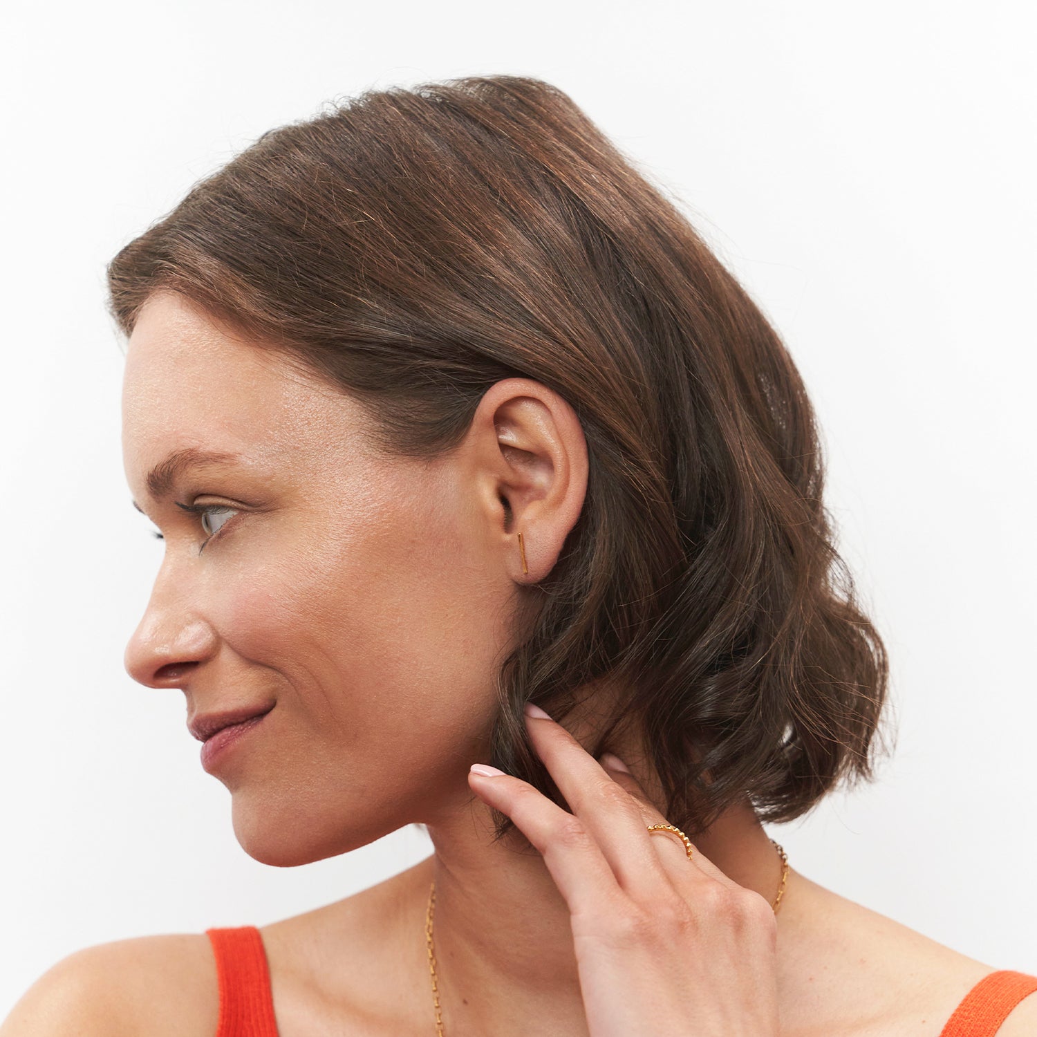 Stilnest Twist Bar Ohrstecker Single 14k Gold