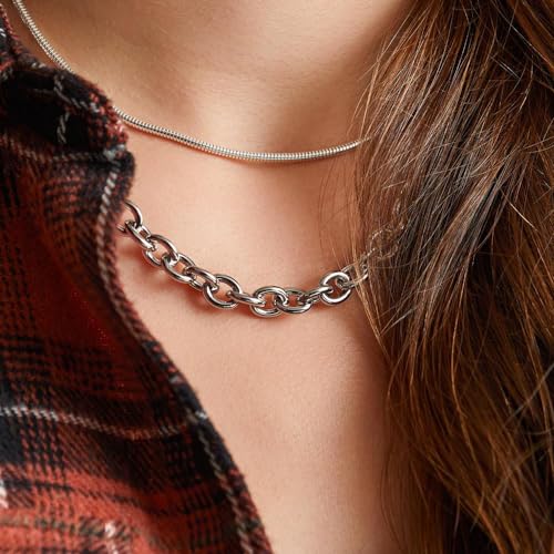 JEWLIX Ketten mit Anhänger Gliederkette Damen Edelstahl