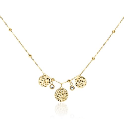 JEWLIX Zirkoniakette Halskette Edelstahl Gold 2 Steine