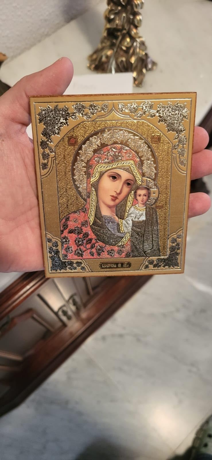 NKlaus Religious Icons Ikone Gottesmutter Kazan weiß 10x12cm