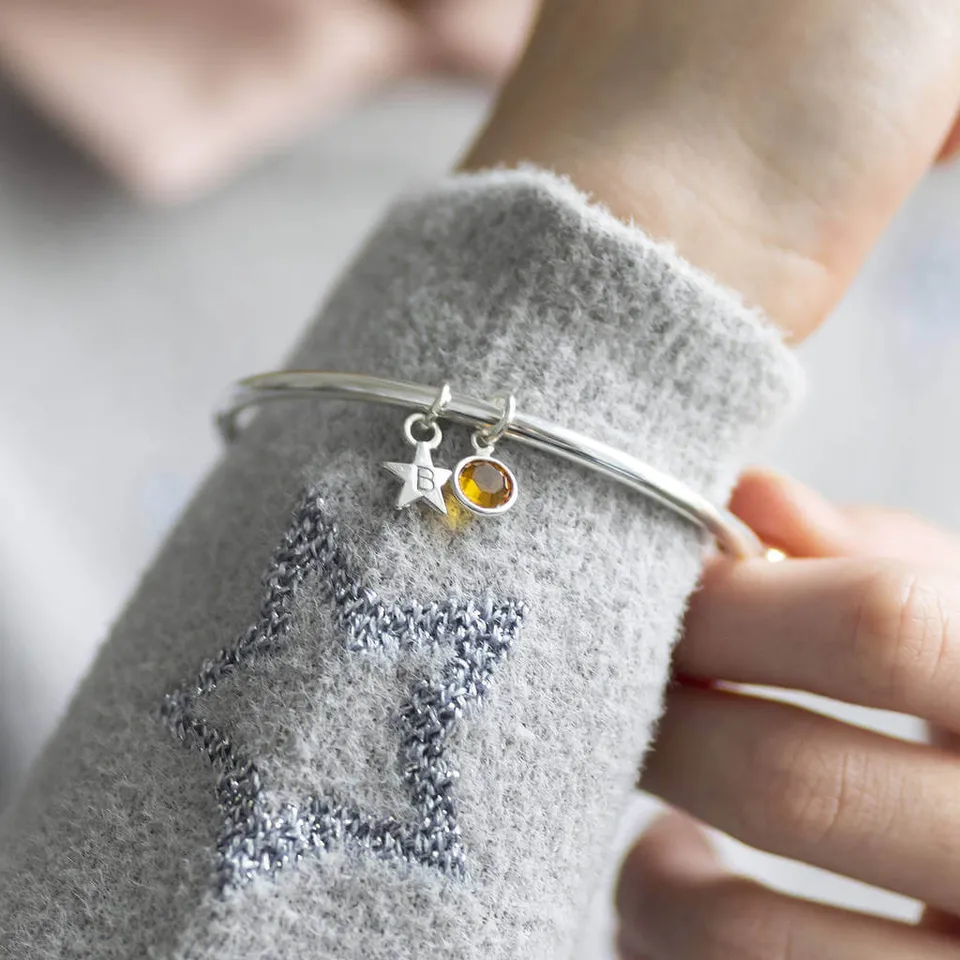 Joy by Corrine Smith Initial Star Birthstone Armreif Silber