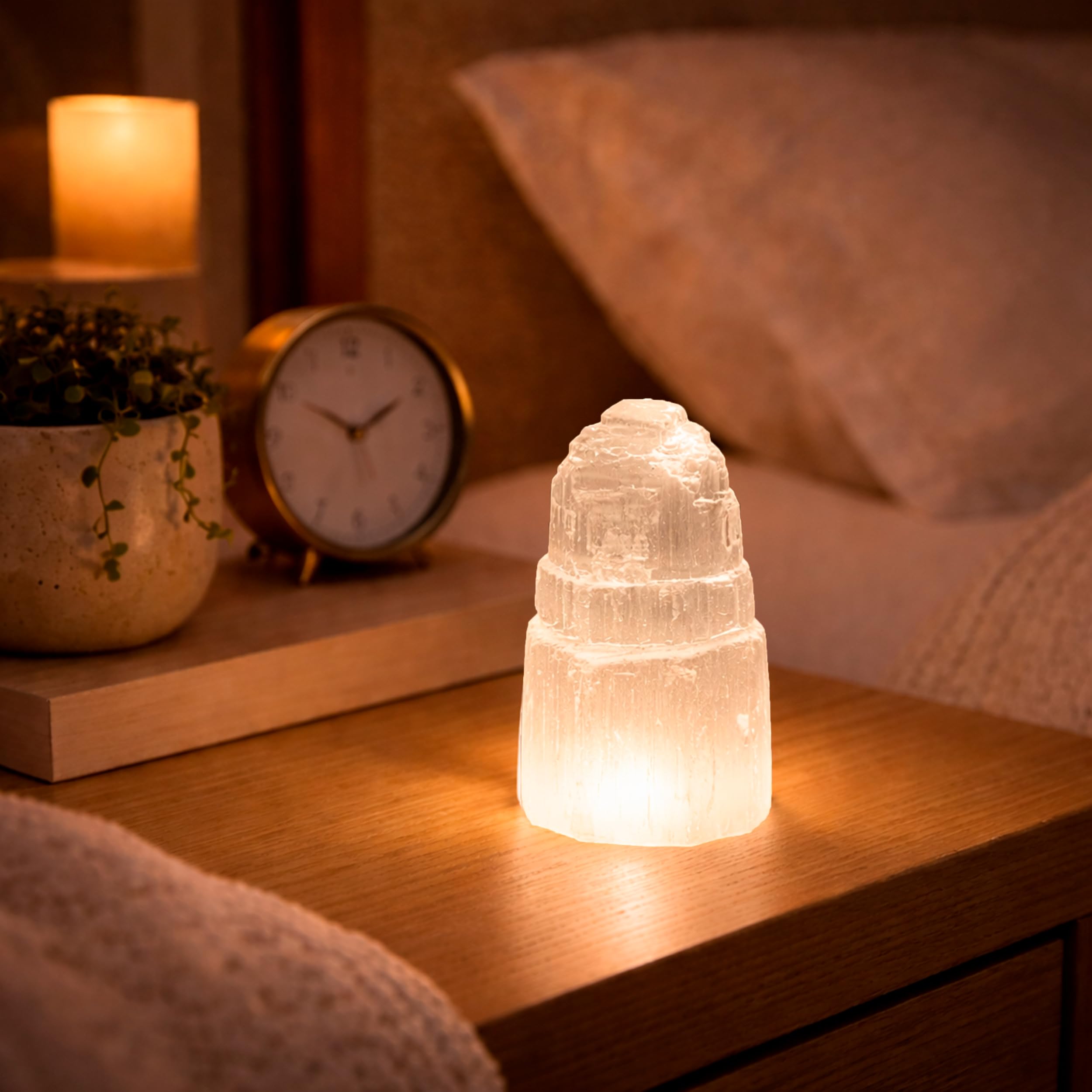NKlaus Healing Crystals Selenit Turm Eisberg 6 cm 1 Stück weiß