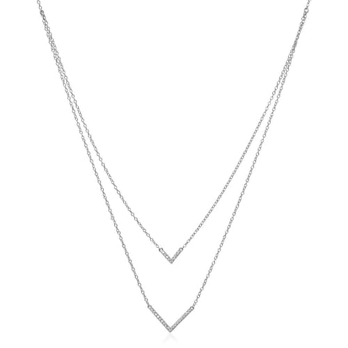 JEWLIX Ketten mit Anhänger Layerkette Sterlingsilber Zirkonia