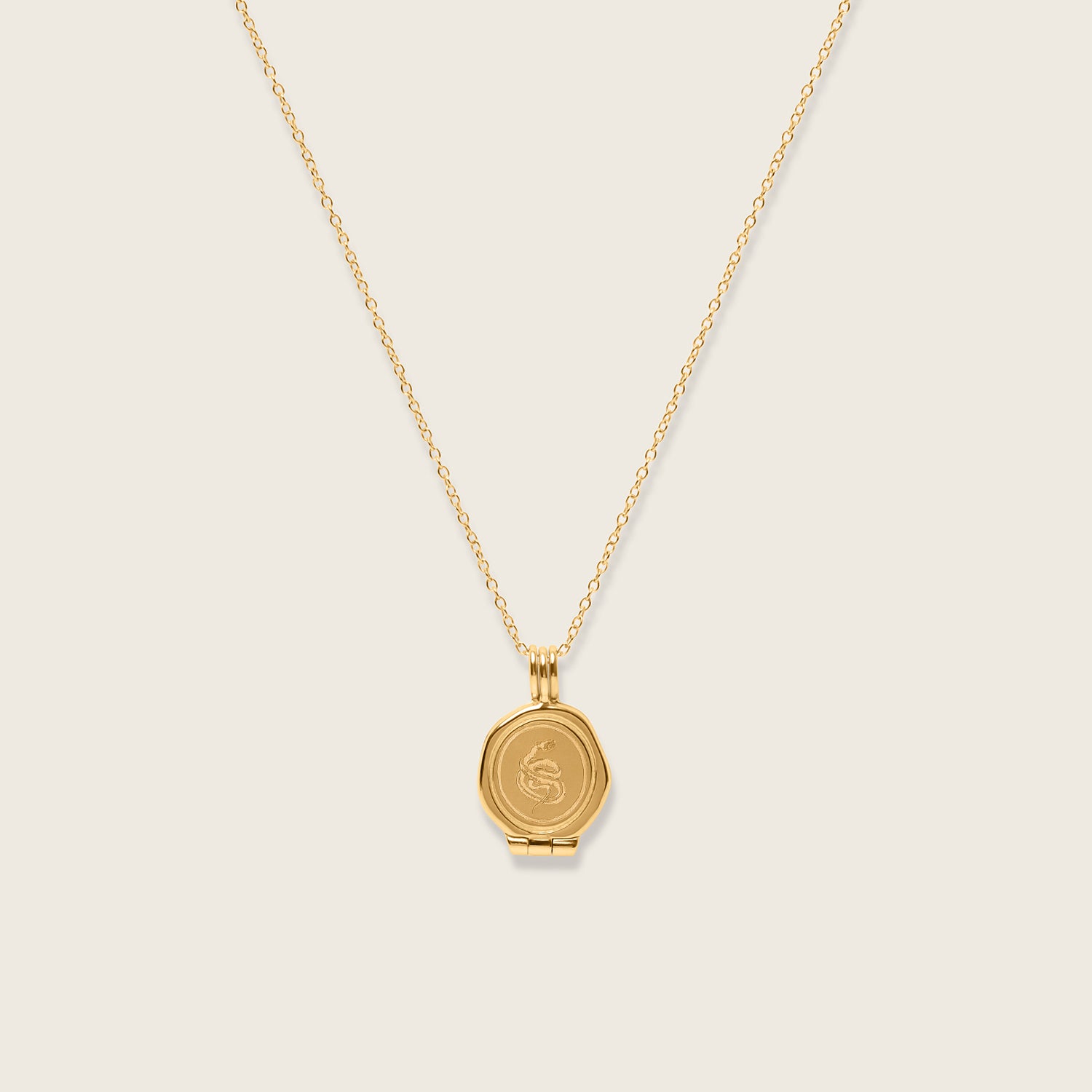 Stilnest Snake Seal Medaillon Halskette 45 cm Gold