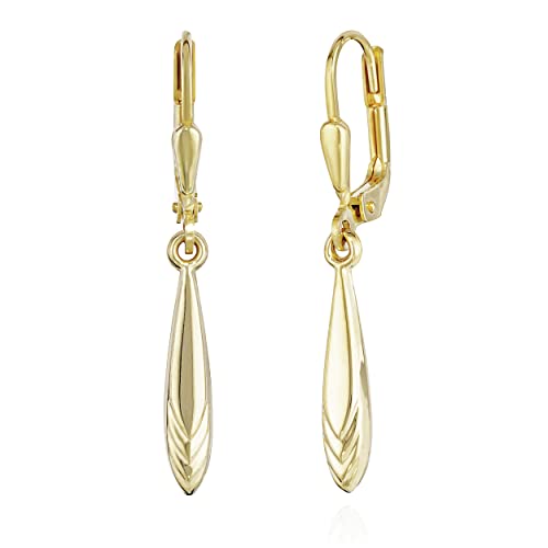 NKlaus Ohrhänger Tropfen 333 Gelbgold 17x3mm Brisur
