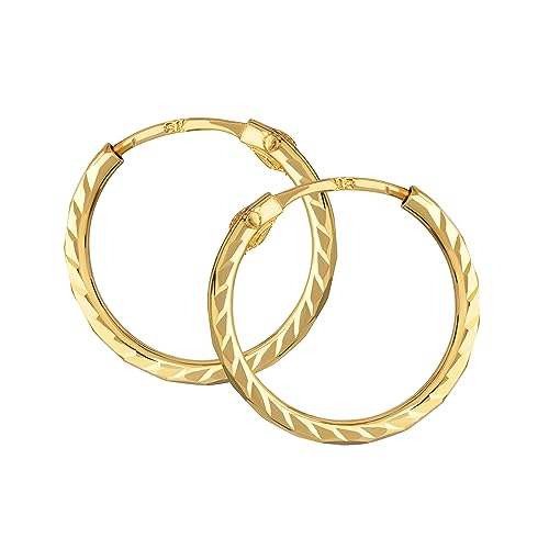 NKlaus Paar Creolen 333 Gelbgold Ohrringe 1,1 mm Gelbgold