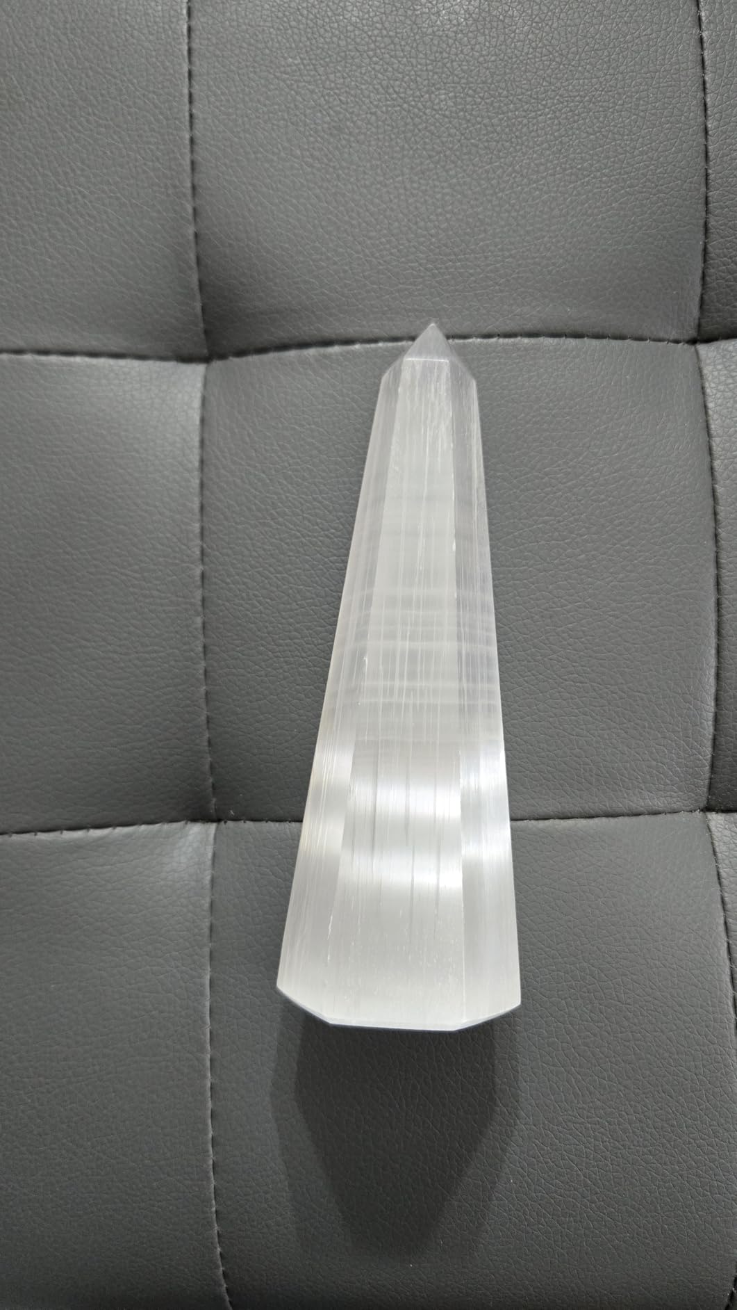 NKlaus Healing Crystals Selenit Obelisk Turm 14 cm Heilstein sechseckig