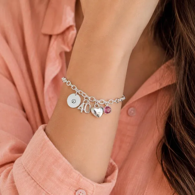 Joy by Corrine Smith Milestone Birthday Initial Charm Armband Silber