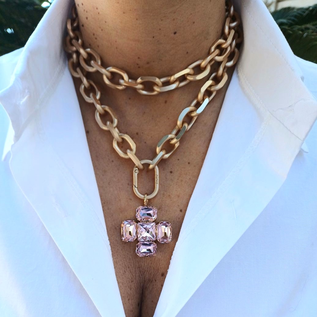 Alevá Bijoux Croci Quadra Kreuz Anhänger Gold 3,5 cm