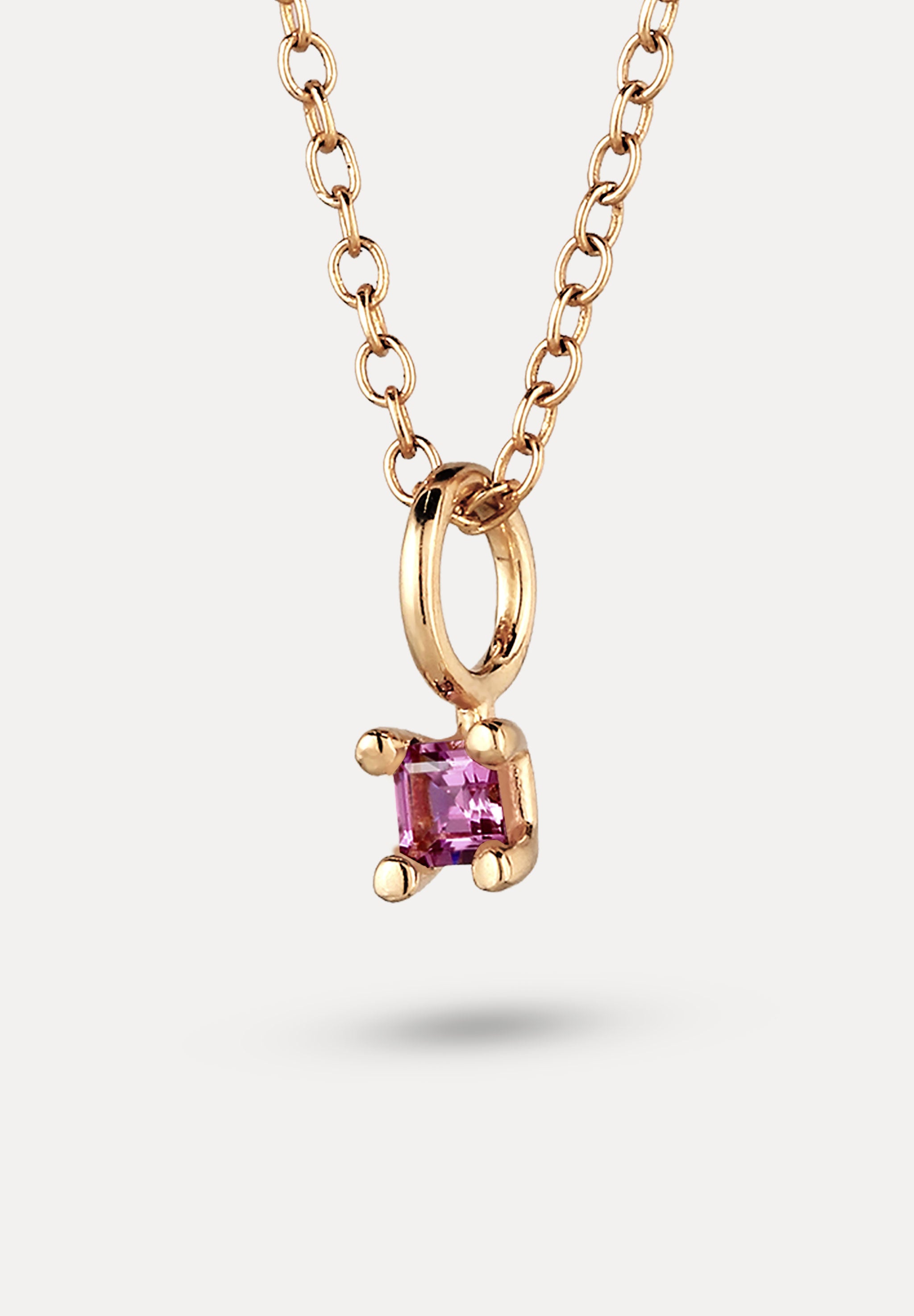 Stilnest Granat Solitär Anhänger Square 585 Gold Lila