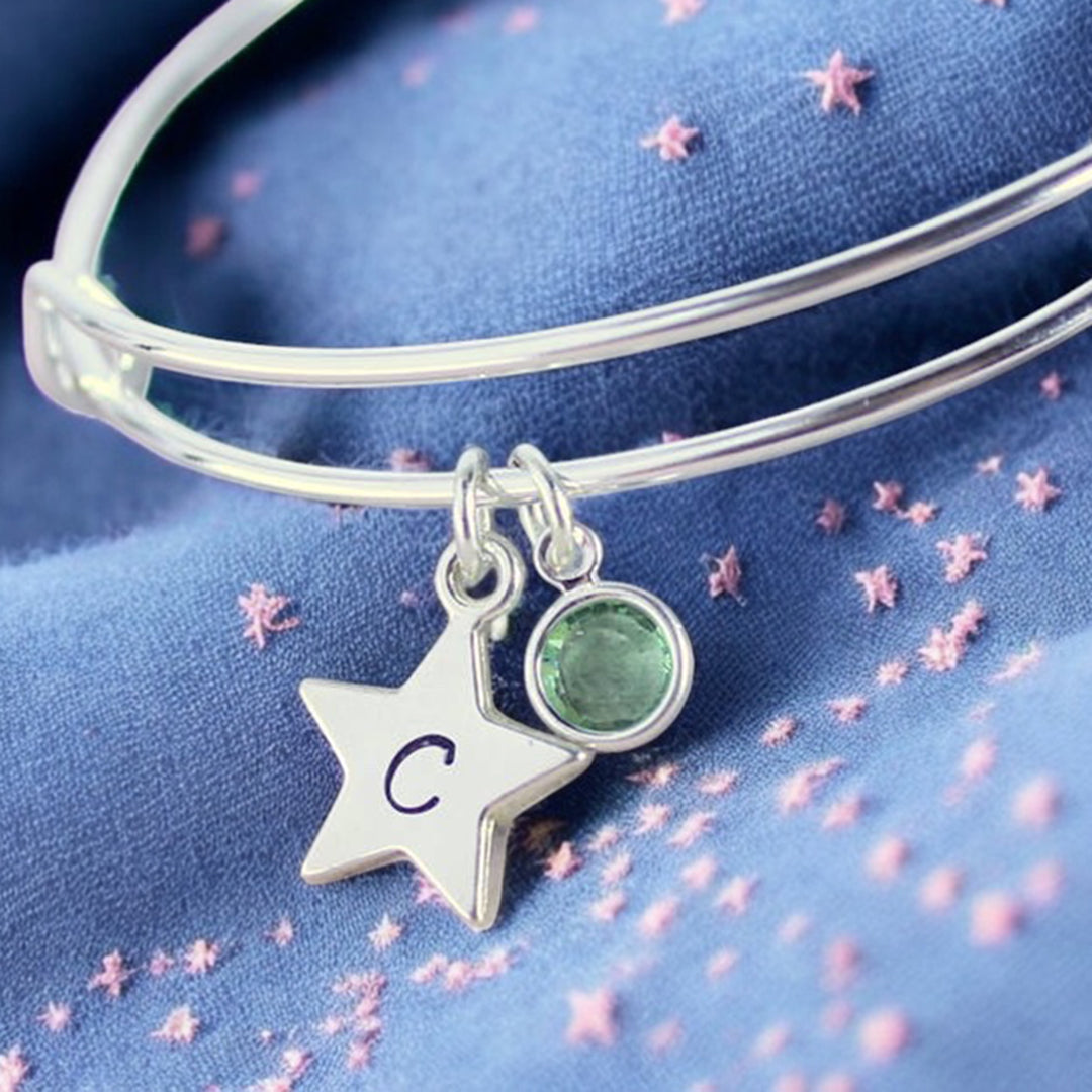 Joy by Corrine Smith Star Birthstone Armreif Silber 1,5 cm