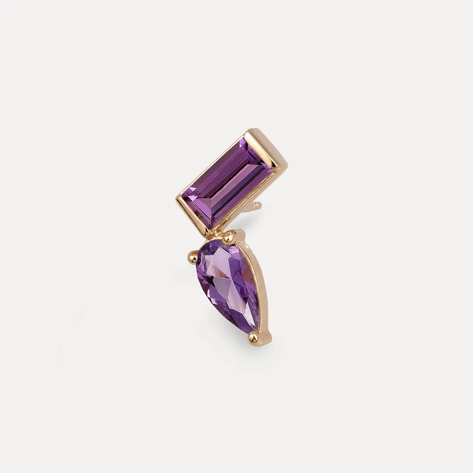 Stilnest Balance Dual Ohrstecker Amethyst 585 Gold links