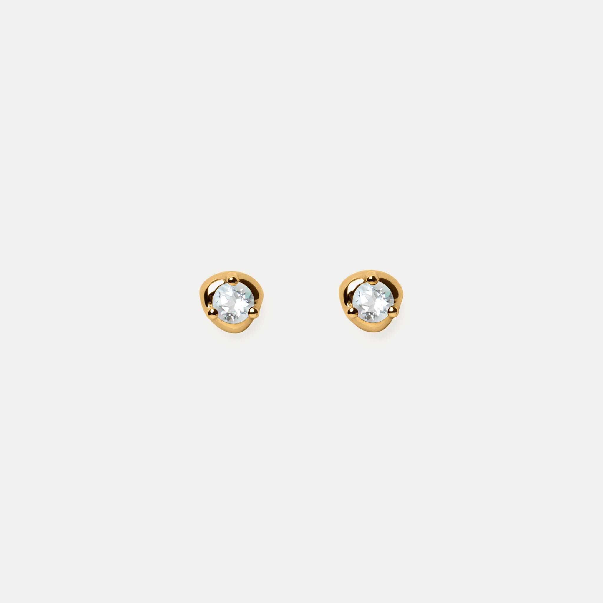 Stilnest Stone Fluid Ohrstecker Aquamarin Gold Vermeil
