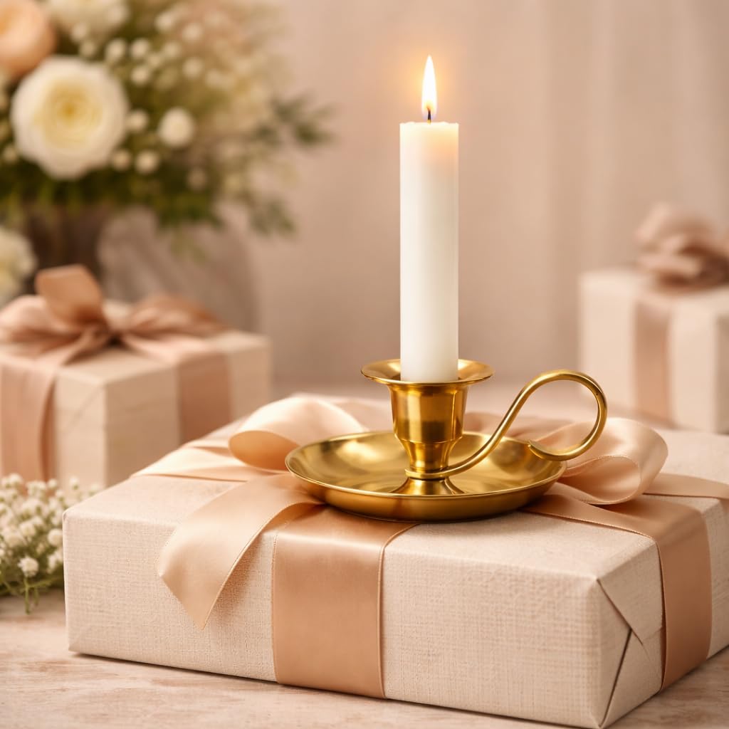 NKlaus Candle Holder Handleuchter Gold Messing 5cm