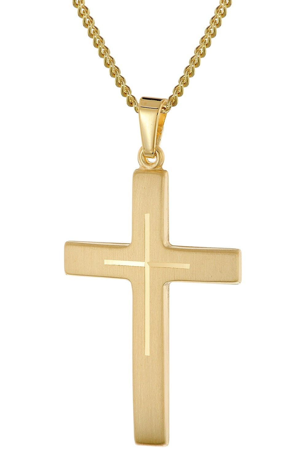 trendor Halsketten Kreuz-Anhänger Halskette Gold 333 60cm