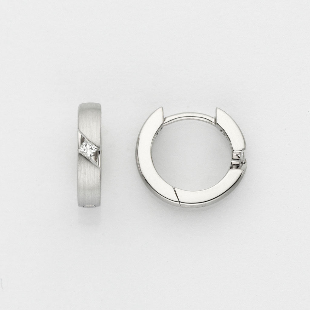 Eugen Rühle Creolen mit Brillant 0,06ct Ohrringe Weißgold