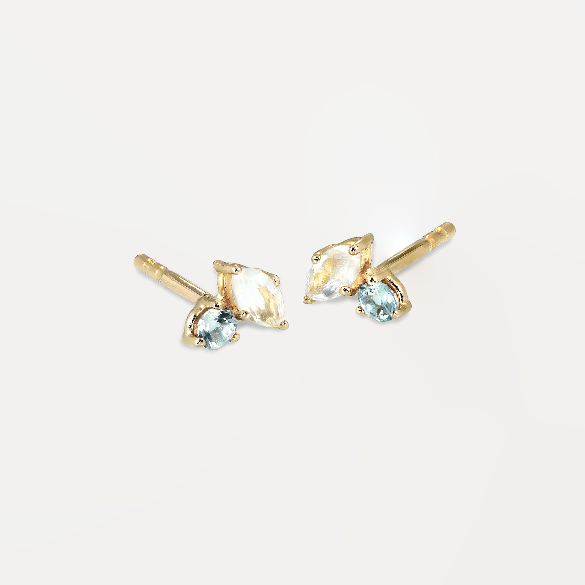 Stilnest Joy Ohrstecker Mondstein Aquamarin 585 Gold Single