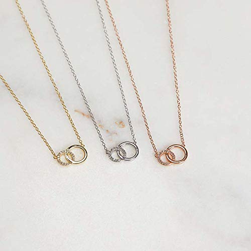 JEWLIX Kreise Kette 925er Silber Zirkonia Gold Damenhalskette