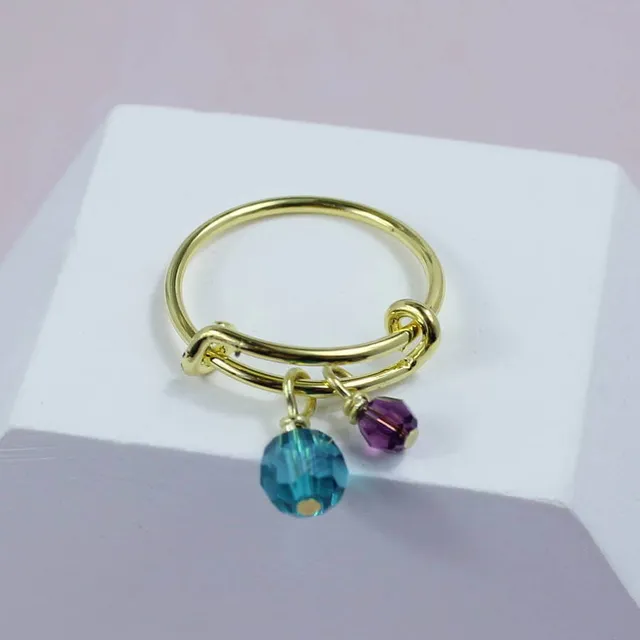 Joy Mummy Child Geburtsstein Ring Gold verstellbar