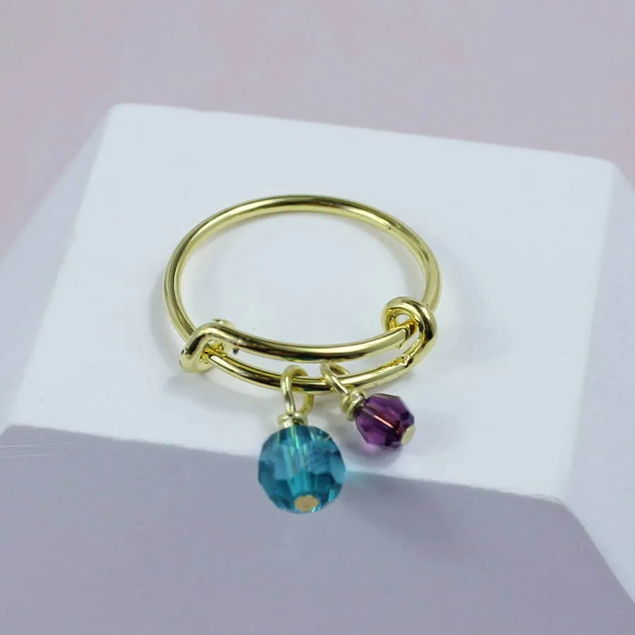 Joy Mummy Child Geburtsstein Ring Gold verstellbar