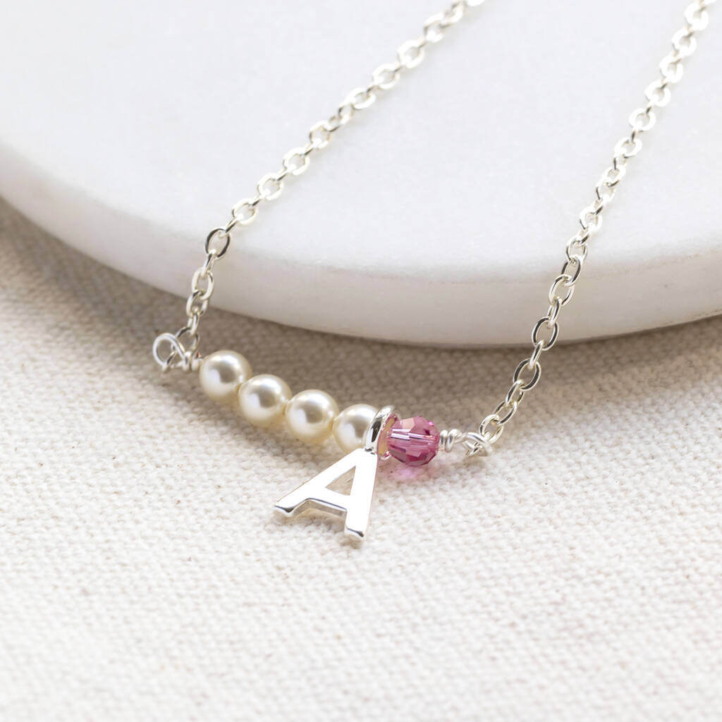 Joy by Corrine Smith Pearl Birthstone Initial Bar Armband