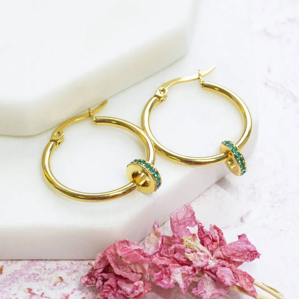 Joy by Corrine Smith Birthstone Ring Creolen Gold Ohrringe